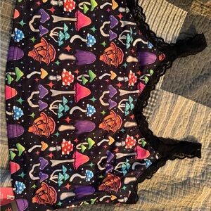 ROMWE XL Pink and Black Lace Trim Top